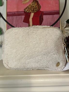 Lululemon Cream Sherpa Crossbody Bag/ belt bag with Gold Accent